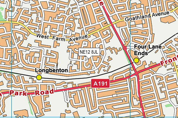 NE12 8JL map - OS VectorMap District (Ordnance Survey) NE12 8JL map - OS VectorMap District (Ordnance Survey)