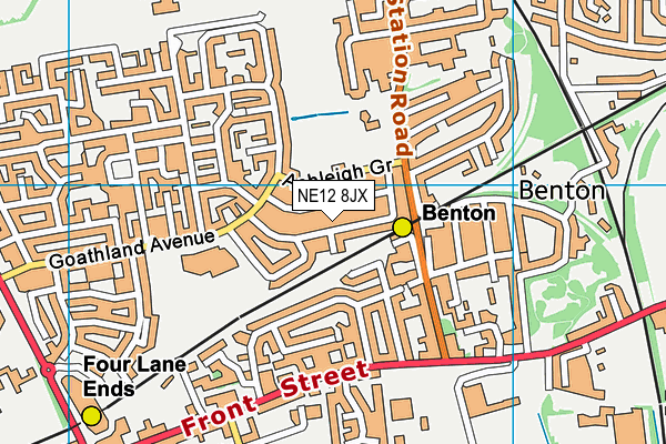 NE12 8JX map - OS VectorMap District (Ordnance Survey)