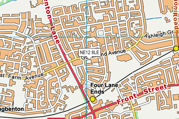 NE12 8LE map - OS VectorMap District (Ordnance Survey)