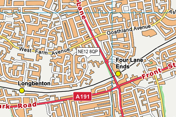 NE12 8QP map - OS VectorMap District (Ordnance Survey) NE12 8QP map - OS VectorMap District (Ordnance Survey)