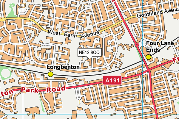 NE12 8QQ map - OS VectorMap District (Ordnance Survey) NE12 8QQ map - OS VectorMap District (Ordnance Survey)