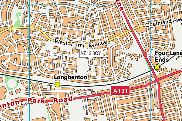 NE12 8QY map - OS VectorMap District (Ordnance Survey) NE12 8QY map - OS VectorMap District (Ordnance Survey)