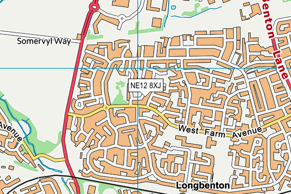 NE12 8XJ map - OS VectorMap District (Ordnance Survey)