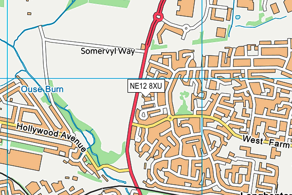 NE12 8XU map - OS VectorMap District (Ordnance Survey)