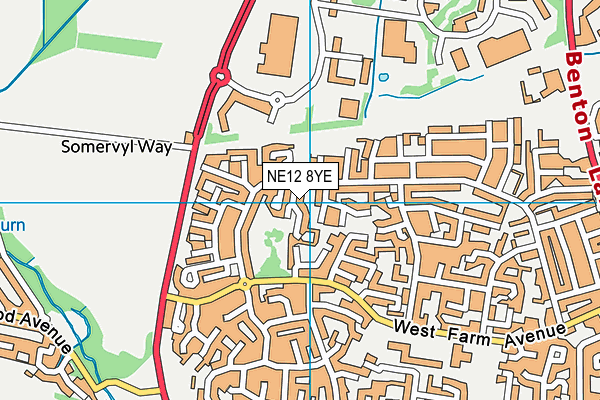 NE12 8YE map - OS VectorMap District (Ordnance Survey)