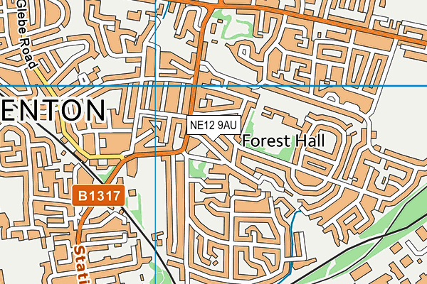 NE12 9AU map - OS VectorMap District (Ordnance Survey)