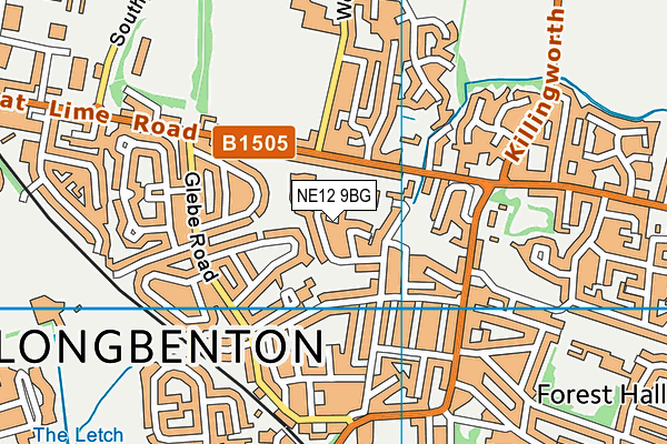 NE12 9BG map - OS VectorMap District (Ordnance Survey)