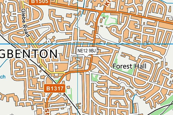 NE12 9BJ map - OS VectorMap District (Ordnance Survey)