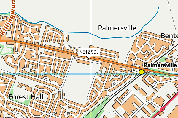 NE12 9DJ map - OS VectorMap District (Ordnance Survey)