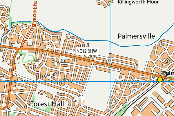 NE12 9HW map - OS VectorMap District (Ordnance Survey)