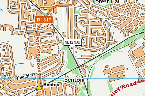 NE12 9JU map - OS VectorMap District (Ordnance Survey)