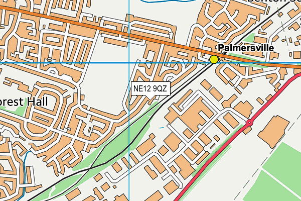 NE12 9QZ map - OS VectorMap District (Ordnance Survey)