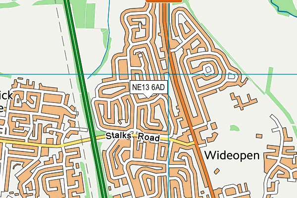 NE13 6AD map - OS VectorMap District (Ordnance Survey) NE13 6AD map - OS VectorMap District (Ordnance Survey)