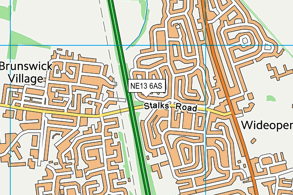 NE13 6AS map - OS VectorMap District (Ordnance Survey) NE13 6AS map - OS VectorMap District (Ordnance Survey)