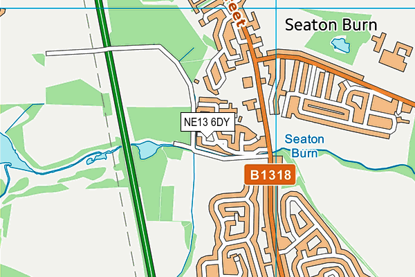 NE13 6DY map - OS VectorMap District (Ordnance Survey)