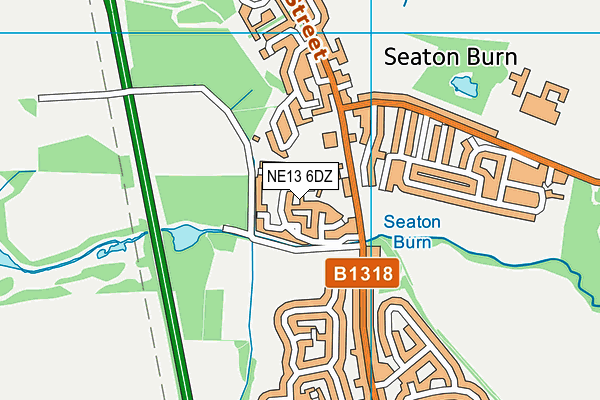 NE13 6DZ map - OS VectorMap District (Ordnance Survey)