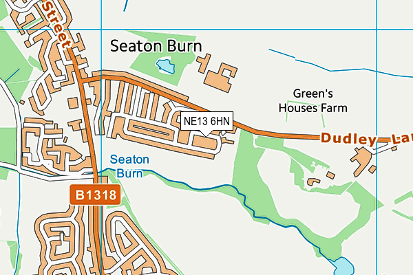 NE13 6HN map - OS VectorMap District (Ordnance Survey)