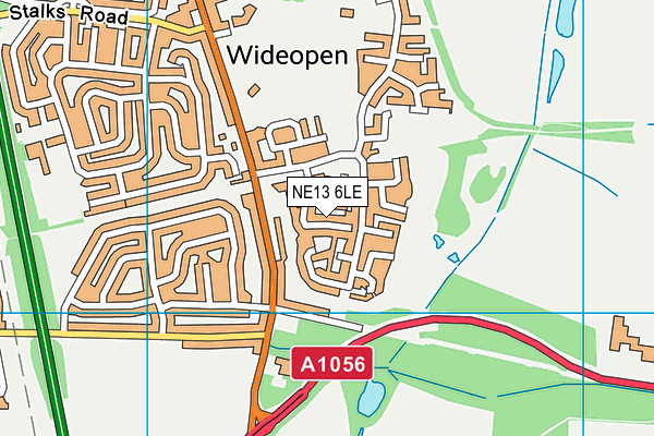 NE13 6LE map - OS VectorMap District (Ordnance Survey)