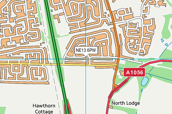 NE13 6PW map - OS VectorMap District (Ordnance Survey) NE13 6PW map - OS VectorMap District (Ordnance Survey)