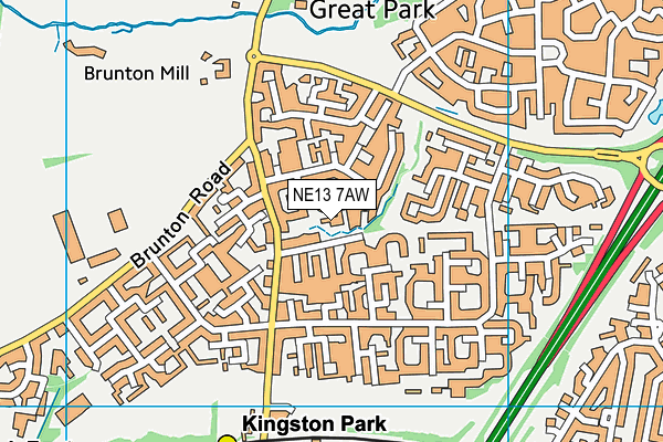 NE13 7AW map - OS VectorMap District (Ordnance Survey) NE13 7AW map - OS VectorMap District (Ordnance Survey)