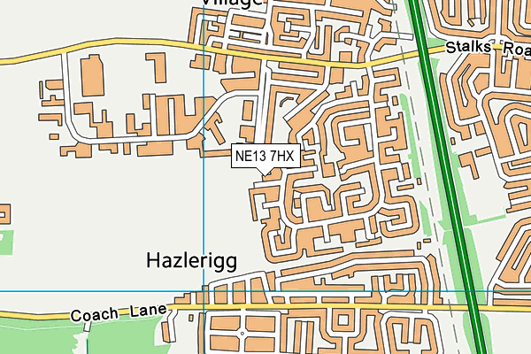 NE13 7HX map - OS VectorMap District (Ordnance Survey) NE13 7HX map - OS VectorMap District (Ordnance Survey)