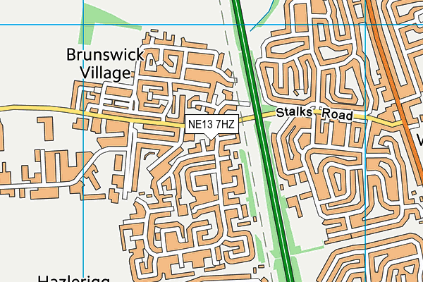 NE13 7HZ map - OS VectorMap District (Ordnance Survey) NE13 7HZ map - OS VectorMap District (Ordnance Survey)
