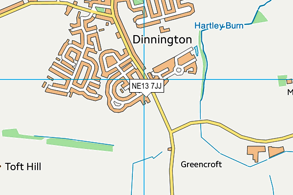 NE13 7JJ map - OS VectorMap District (Ordnance Survey)