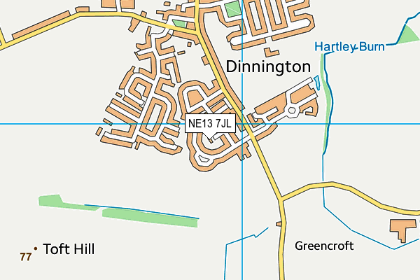 NE13 7JL map - OS VectorMap District (Ordnance Survey)