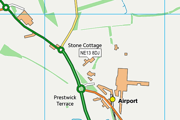 NE13 8DJ map - OS VectorMap District (Ordnance Survey)