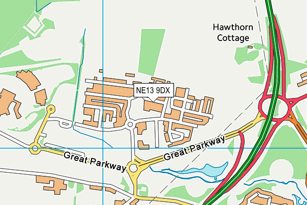 NE13 9DX map - OS VectorMap District (Ordnance Survey) NE13 9DX map - OS VectorMap District (Ordnance Survey)