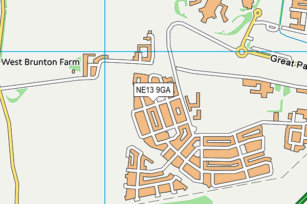 NE13 9GA map - OS VectorMap District (Ordnance Survey)