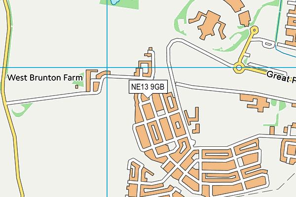 NE13 9GB map - OS VectorMap District (Ordnance Survey) NE13 9GB map - OS VectorMap District (Ordnance Survey)