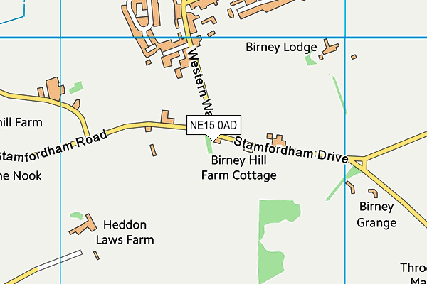 NE15 0AD map - OS VectorMap District (Ordnance Survey)