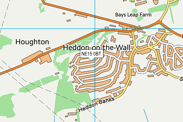NE15 0BT map - OS VectorMap District (Ordnance Survey)