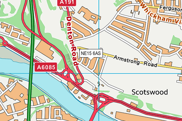 NE15 6AS map - OS VectorMap District (Ordnance Survey)