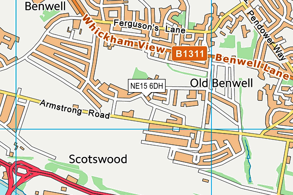 NE15 6DH map - OS VectorMap District (Ordnance Survey)
