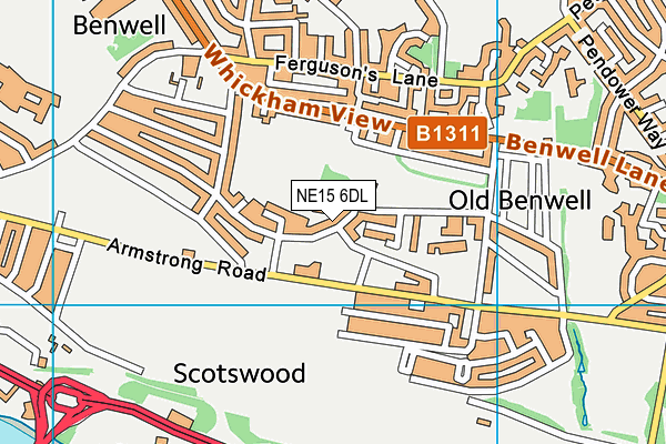 NE15 6DL map - OS VectorMap District (Ordnance Survey)