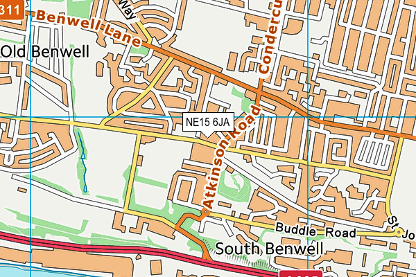 NE15 6JA map - OS VectorMap District (Ordnance Survey)