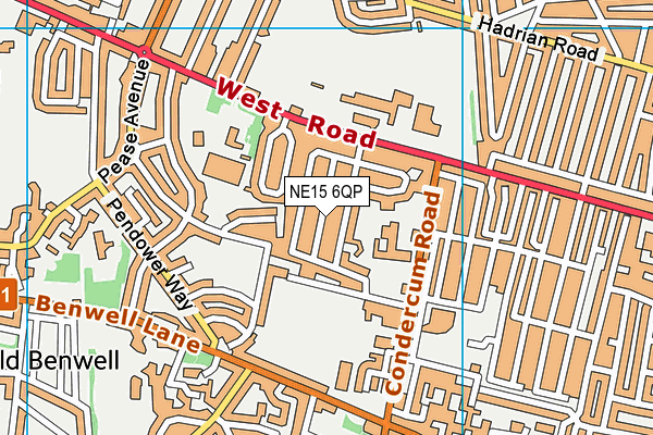 NE15 6QP map - OS VectorMap District (Ordnance Survey)