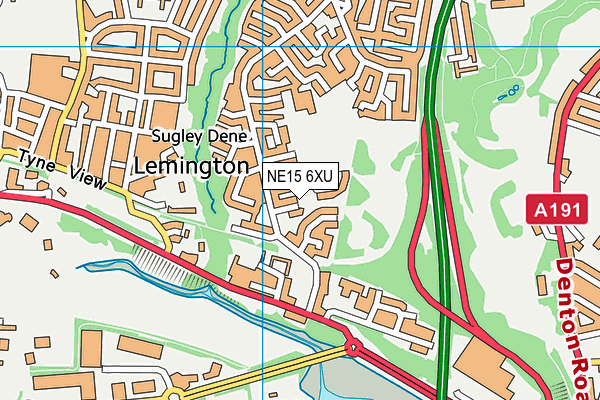 NE15 6XU map - OS VectorMap District (Ordnance Survey)