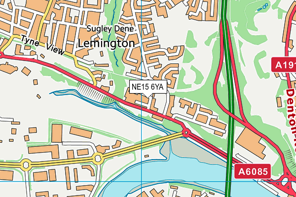NE15 6YA map - OS VectorMap District (Ordnance Survey)