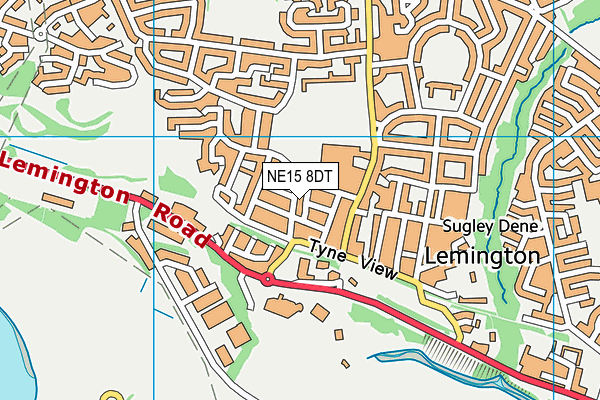 NE15 8DT map - OS VectorMap District (Ordnance Survey)