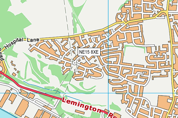 NE15 8XE map - OS VectorMap District (Ordnance Survey)