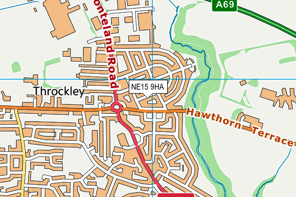 NE15 9HA map - OS VectorMap District (Ordnance Survey)