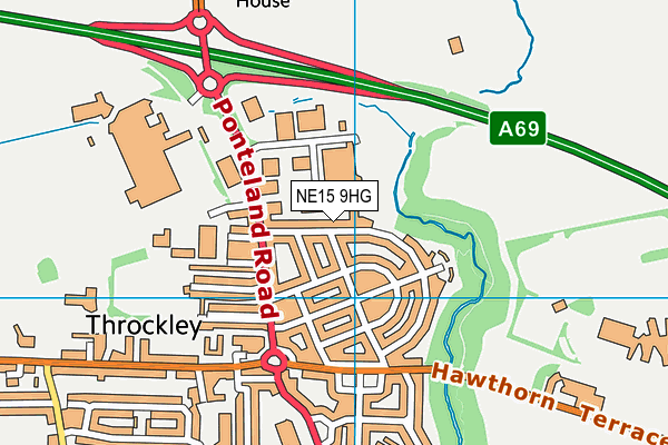 NE15 9HG map - OS VectorMap District (Ordnance Survey)