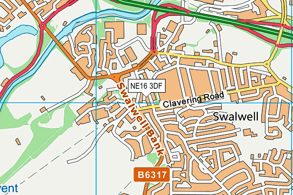 NE16 3DF map - OS VectorMap District (Ordnance Survey)