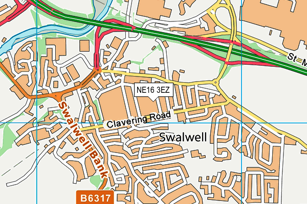 NE16 3EZ map - OS VectorMap District (Ordnance Survey)