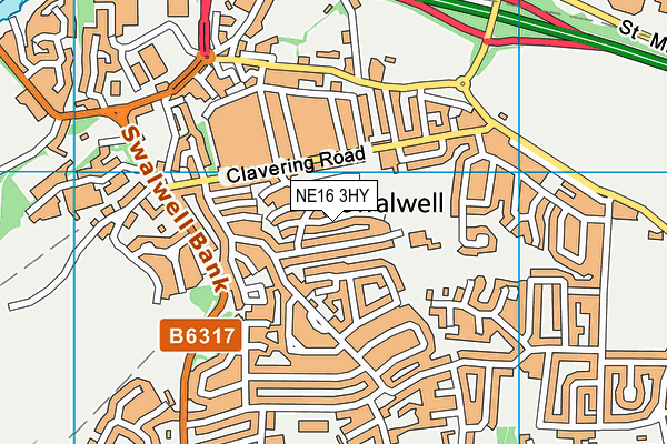 NE16 3HY map - OS VectorMap District (Ordnance Survey) NE16 3HY map - OS VectorMap District (Ordnance Survey)