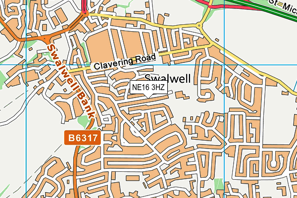 NE16 3HZ map - OS VectorMap District (Ordnance Survey)