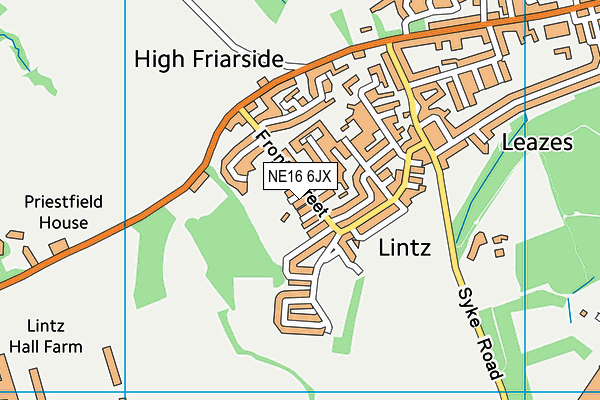 NE16 6JX map - OS VectorMap District (Ordnance Survey)